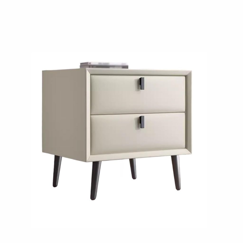 BHGFYXBS Side Tables Bedroom Modern Simple Solid Wood Bedroom Bedside Cabinet Leather Stylish Minimalist Iron Bedside Cabinet Bedside Tables,B-45X40X48CM