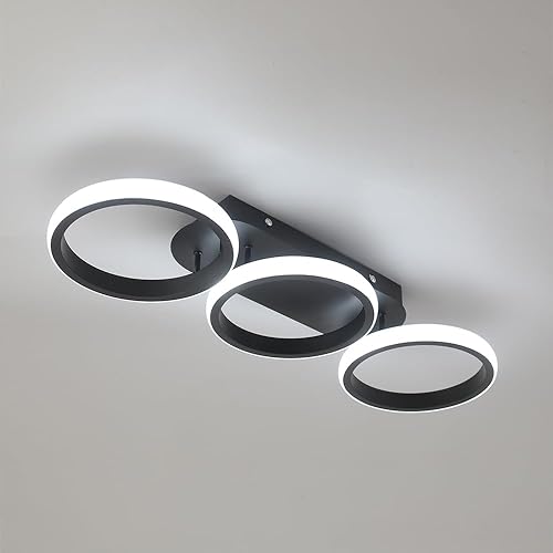 Miniatura 8 de Lámpara de techo LED moderna, 3 anillos redondos, montaje empotrado, 30 W 6000 K, blanco frío, dormitorio, sala de estar, cocina, oficina