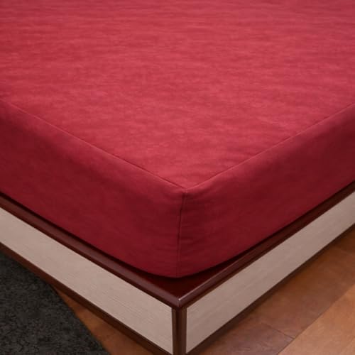 Image of Premium 100 Percent Waterproof Mattress Protector with Elastic Non-Woven | Hypoallergenic Mattress Cover Soft Elastic Bed Protector for Single Size Bed 36x72 Inch Fit On 10 Inch 3X6 Feet, Maroon