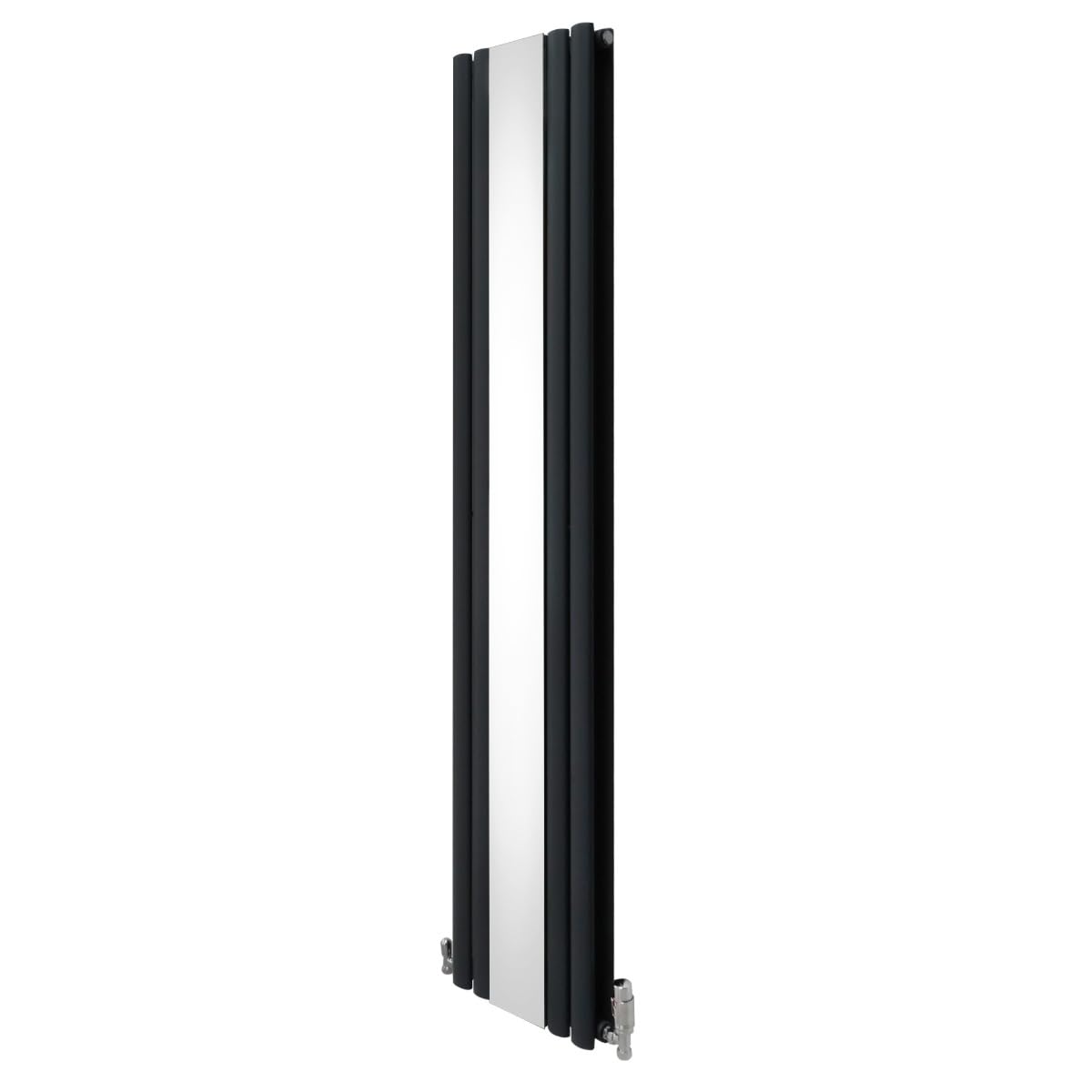 Oval Panel Radiator With Mirror 1800mm x 380mm & TRV Chrome