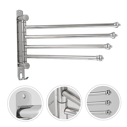 Porte serviettes mural inox sans perçage à double barre pivotante - 5