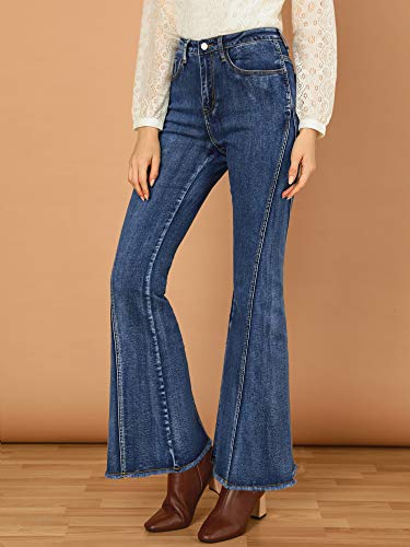 Allegra K Women's Flare Jeans 70s Vintage High Waist Stretch Denim Bell Bottom Jeans2