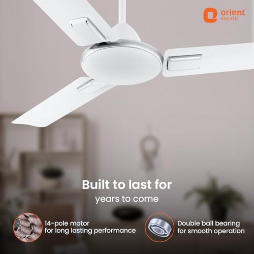 Image of Orient Electric 1200mm Apex Cruise Ceiling Fan for Home | BEE 1 Star Rated Energy Efficient Fan| Outstanding Performance | 2 Years Warranty by Orient | Silver Pearl White