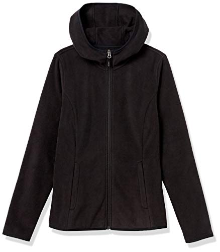 Amazon Essentials Women's Long-Sleeve Hooded Full-Zip Polar Fleece Jacket, Black, Medium