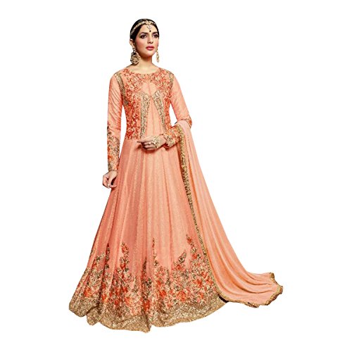 Costume Anarkali noir et rouge en georgette brodée pour femme