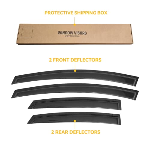 Image of Window Visor for Toyota Prius 2010-2015, Out-Channel Rain Guards Shields Vent Deflector Shade Wind Dark Smoke 2011 2012 2013 2014, Tape-On Outside-Mount, 4PCS