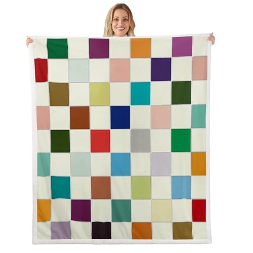Image of Erosebridal Kids Rainbow Checkered Throw Blanket Colorful Plaid Grids Fleece Bed Blanket Baby 30 inchX40 inch Funky Checkerboard Sherpa Blanket for Boys Girls Teen Geometric Gingham Aesthetic Flannel Blanket