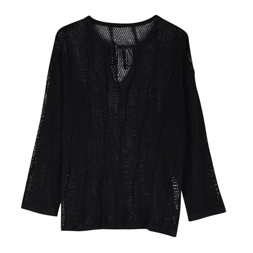 Hollow Out Sweater for Men Fashion Oversized Sweaters Casual Long Sleeve Solid Color Knit Pullover Loose Comfy Jumper4