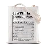 BAUNA Judaica-Schultertasche für jüdische Mutter, Nährwertangaben, Geschenk für jüdische Mutter, Chanukka, Muttertagsgeschenk, Tragetasche für jüdische Mütter, 35*40cm