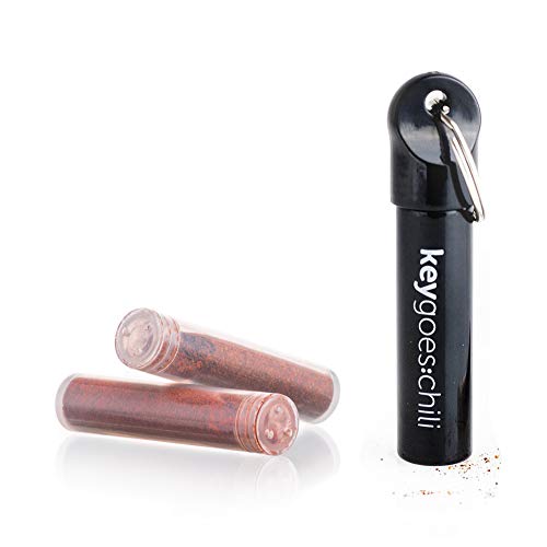 Chilimühle como Schlüsselanhänger con Habanero y Bhut Jolokia - KEYGOES CHILI - Gadget para Hombres - Muy Afilado Chili