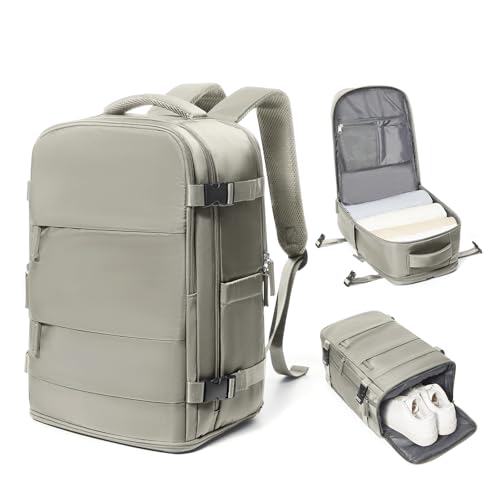 coowoz Mochila de viagem grande para mulheres e homens, mochila de mão, mochila de caminhada, impermeável, para esportes ao ar livre, Caqui, 25L, Mochilas de viagem