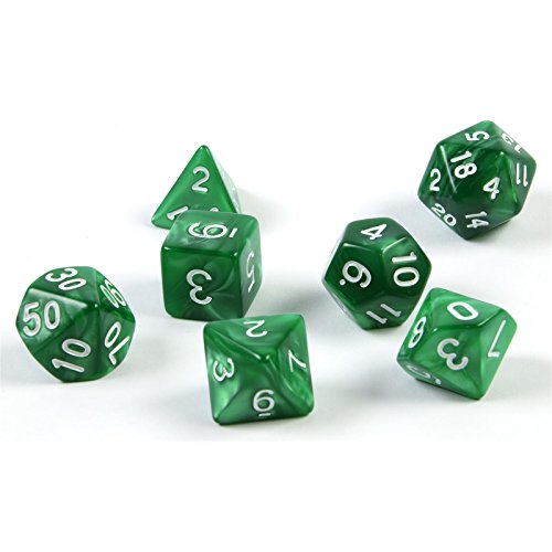 shibby 7 dés polyédriques pour Les Jeux de rôle et Les Jeux de Table en Vert avec Sac