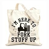 AILOONG Gabelstapler-Typografie mit LKW-Motiven Tragetasche mit flachem Henkel 12 oz dickes Gewebe Als Schulranzen verwendbar 25x30cm Klein