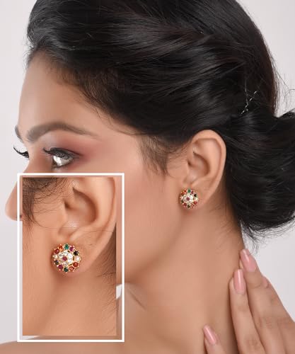 Efulgenz Indian Studs Earrings for Women Indian Jewelry Multicolor CZ Crystal Floral Stud Earring for Women3