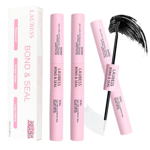 Image of Lash Bond and Seal Waterproof 2Pcs LAUBESS Lash Glue for Eyelash Clusters 2 in 1 Lash Cluster Glue Adhesive Eyelash Glue Home Use Strong Hold 72H 10ml*2