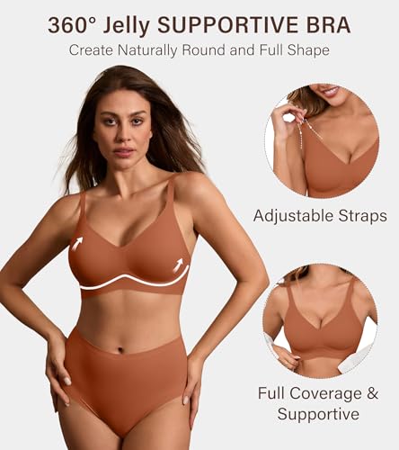 Image of DEANGELMON Seamless Bras for Women No Underwire Comfortable Push Up Bra V Neck Wireless Bralette Full Coverage Wire Free