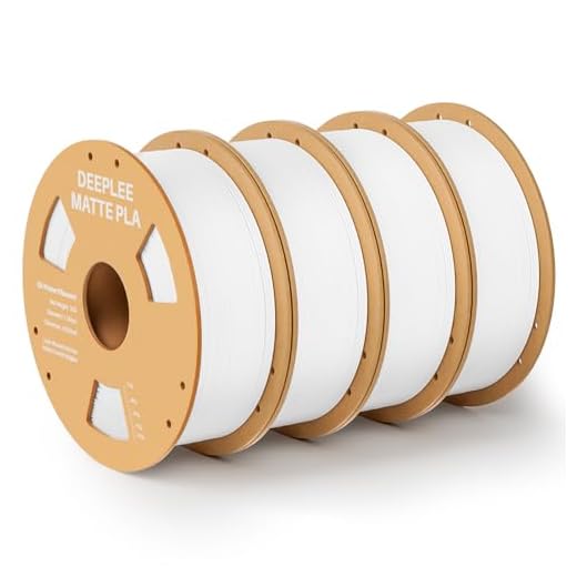DEEPLEE Matte PLA Filament 1.75mm, 3D Printer Filament Dimensional Accuracy +/- 0.02mm, No Clogging, Higher Toughness, Cardboard Spool 3D Filament, 4 Pack White