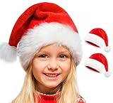 Doiurcs Santa Hat for kid Boys and girls, Large Christmas Hat, Xmas Holiday Oversized Velvet Hat for