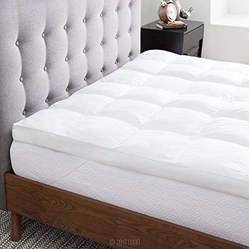 Miniatura 4 de Lucid Topper Para Cama 180x200 Cm Ultrasuave De Microfibra, Sobrecolchon Acolchado, Grosor 7,5 Cm, Funda De Percal De Algodón Suave Y Transpirable, Oeko-Tex