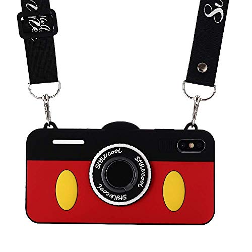 Shinymore Compatible with XR Case with Lanyard, 3D Cute Soft Silicone Cartoon Mouse Camera Design Case