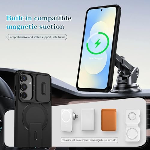 Image of ShieldTech MagStand Series Case for Samsung Galaxy S26 FE, Mobile Phone Cover with Sliding Camera Shield, Mag-Safe, Kickstand, Shockproof for Samsung Galaxy S26 FE 5G - Black