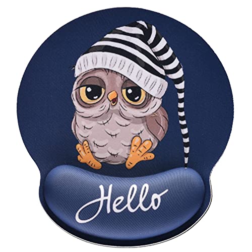 Tapis de Souris Ergonomique avec Support en Mousse à mémoire de Forme, Base en Caoutchouc antidérapant, pour Ordinateur Portable, Jeu et Bureau, Chouette Mignonne