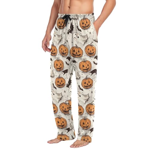 Men’s Cute Halloween Element Pajama Pants with Pockets, Comfortable Lounge Sleep Bottoms#2674