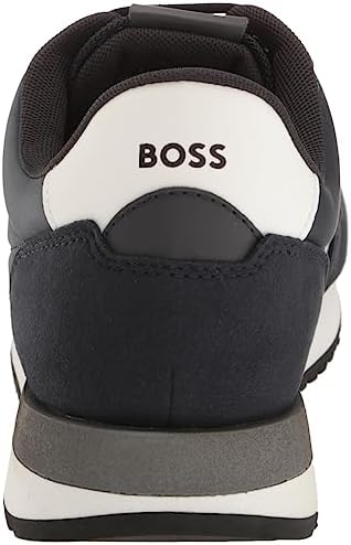 BOSS Men's Retro Inspired Mix Material Run Style Sneaker, Admiral Blue/Slate Grey, 13 | Image 2