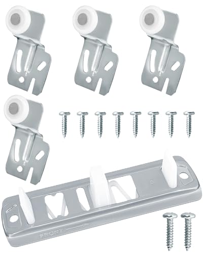 5 Pcs Sliding Closet Door Roller Kit, Closet Wheel with Slide Track, Replacement for Top-Hung Sliding Door Smooth & Quiet Nylon Wheel - Durable Zinc Alloy Hardware (5pcs - 1xN6560 + 4xMP6501)