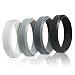 Saco Band Silicone Rings for Men - 7Pack & 4Pack Beveled Rubber Wedding Bands (Black, Dark Grey, Light Grey, White, 8.5 - 9 (18.9mm))