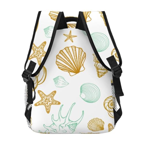 Beach Ocean Theme Starfish Seashell Backpack Lightweight Travel Casual Bags Large Capacity Travel Daypack Bag3
