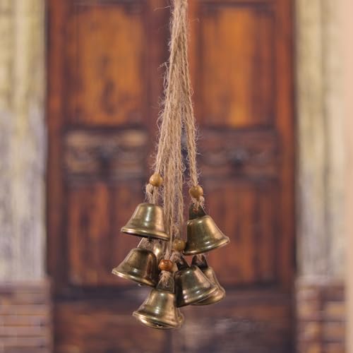 Hanging Witch Bells for Door,2 Pc Door Bell Hanger Christmas Bells for Witchy Home Decor 8 Brass Bells Witchcraft Supplies