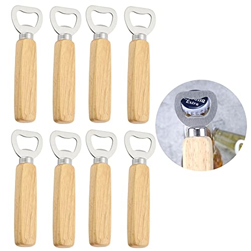 8 Stück Flaschenöffner Bierflaschenöffner Kronkorkenöffner Holzgriff Bier Flaschenöffner Tragbare Durable Naturholz Flaschenöffner Geschenkidee für Männer zum Vatertag, Männertag, Geburtstag, Ostern