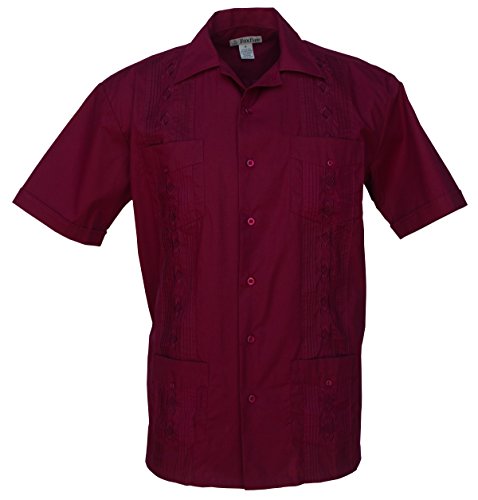 Foxfire Men's Casual Guayabera Cuban Shirt Regular, Big & Tall Sizes, Short Sleeve Pockets Cotton Blend