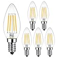 ANWIO B11 LED Filament Bulb E12 Candelabra Base 60W Equivalent, Dimmable 2700K Warm White Chandelier Decorative Candle Light Bulb (6-Pack)