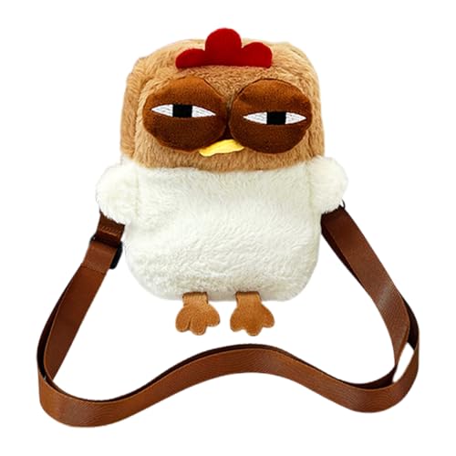 Bonito bolso de mano con forma de gallina, bolso de felpa de gallina, bolso de mano de dibujos animados, divertido bolso de hombro de relleno suave de pollo para regalo de cumpleaños, ideal para niños