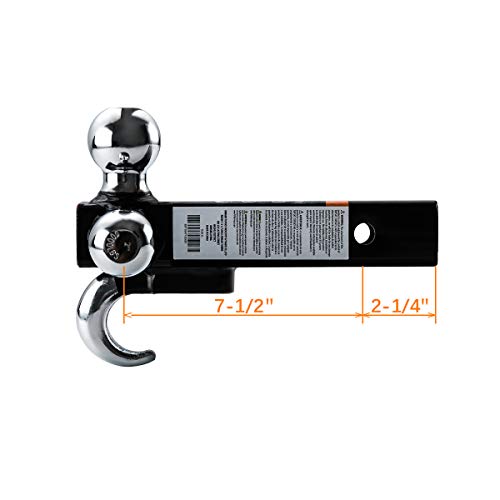 TOPSKY TS2011 Trailer Hitch Tri Ball Mount with Hook, 2 Inch Receiver