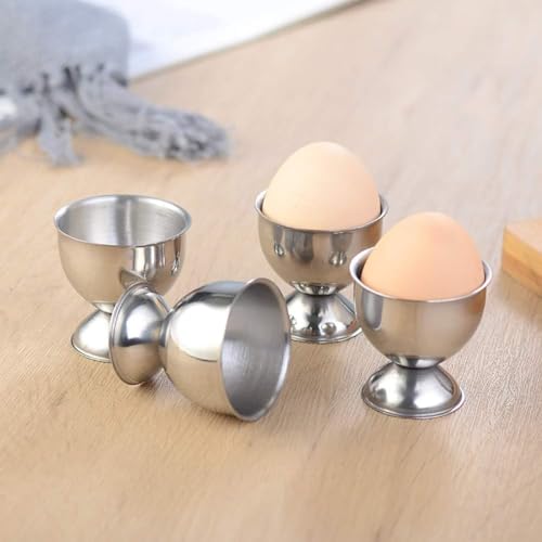 2 Pcs Silver Stainless Steel Egg Cups Holders Egg Tray for Soft Boiled Eggs Kitchen Tool Egg Cups Dishware and Serving Pieces - Image 2