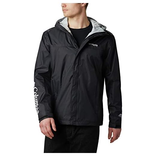Columbia Men's PFG Storm Jacket, Black/Cool Grey, X-Large