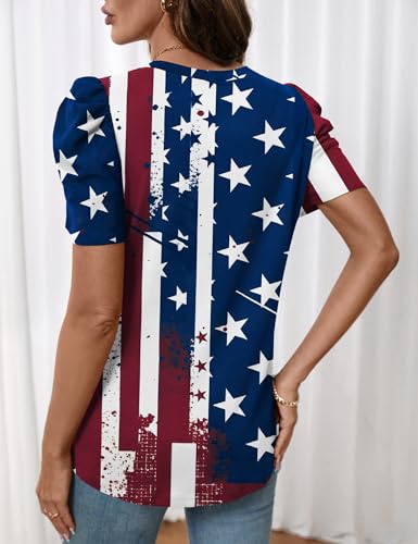 Image of LOMON Spring Summer Tops for Women 2026 V Neck Puff Short Sleeve Tops Fashion Trendy Work Blouses Dressy Casual S-XXL