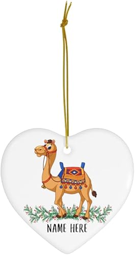 Miniatura 2 de Divertido nombre personalizado camellos regalo de dibujos animados regalos de texto personalizado 2023 adornos de árbol de Navidad corazón cerámica