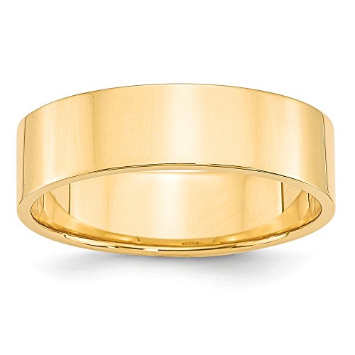 Solid 14k Yellow Gold 6mm Flat Wedding Band