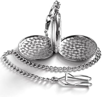 VIGOROSO Men's Pocket Watch with Chain Half Hunter Double Cover Skeleton Mechanical Pocket Watches for Men Dad