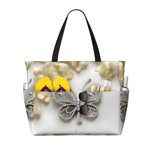 Sac de plage imperméable noir à strass papillon pour protéger vos affaires