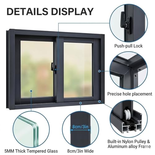Ventana deslizante de sótano horizontal 20 x 12 para sustitución de marcos 3