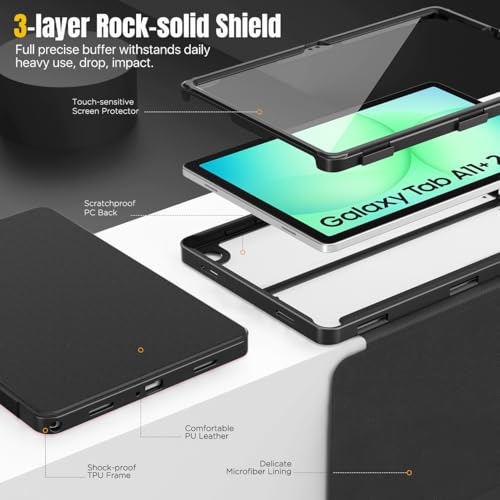 Image of MoKo Clear Case for Samsung Galaxy Tab A11+ Plus 5G 11 Inch 2026, Black