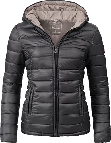 MARIKOO Damen Übergangsjacke leichte Steppjacke kurz mit Kapuze Lucy...