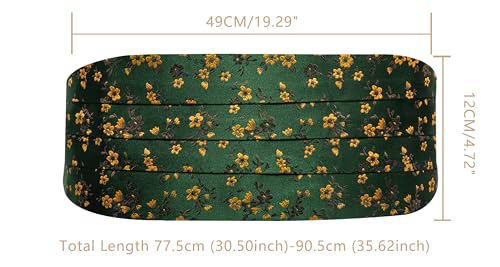 Image of YOHOWA Men Cummerbund Bow Tie Set Silk Paisley Formal Pre-Tied Bowtie Pocket Square Cufflinks Wedding Party Prom