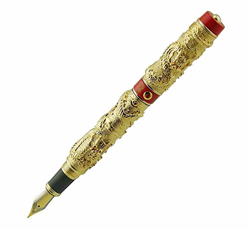 Amazon | Jinhao 高級ダブル龍万年筆 3 D パターン 大きな重い