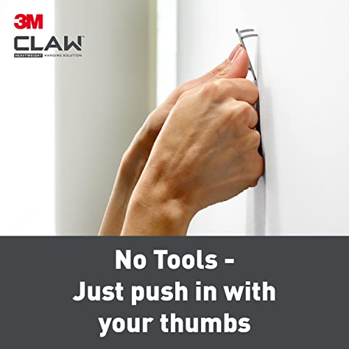 3M Claw Plasterboard Picture Hanging Wall Hooks for Hanging Home Décor, 4 Hangers, Holds up to 7 kg - Ideal for Heavyweight Items